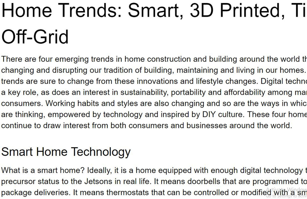 Home Trends: Smart, 3D Printed, Tiny, Off-Grid Article For Sale