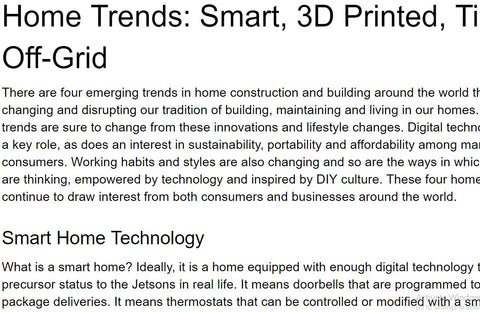 Home Trends: Smart, 3D Printed, Tiny, Off-Grid Article For Sale
