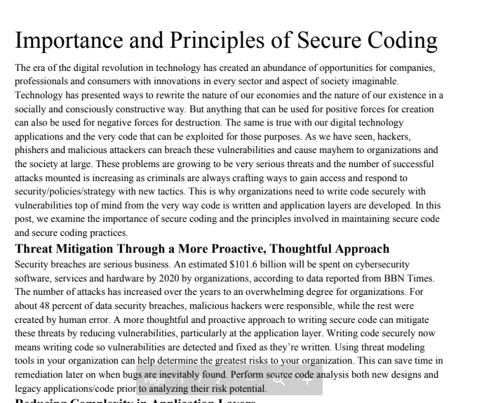Secure Coding Principles Article
