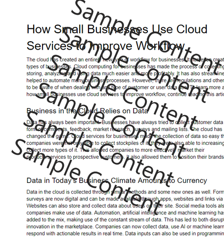 How Businesses Use Cloud Services to Improve Workflow Article for Sale